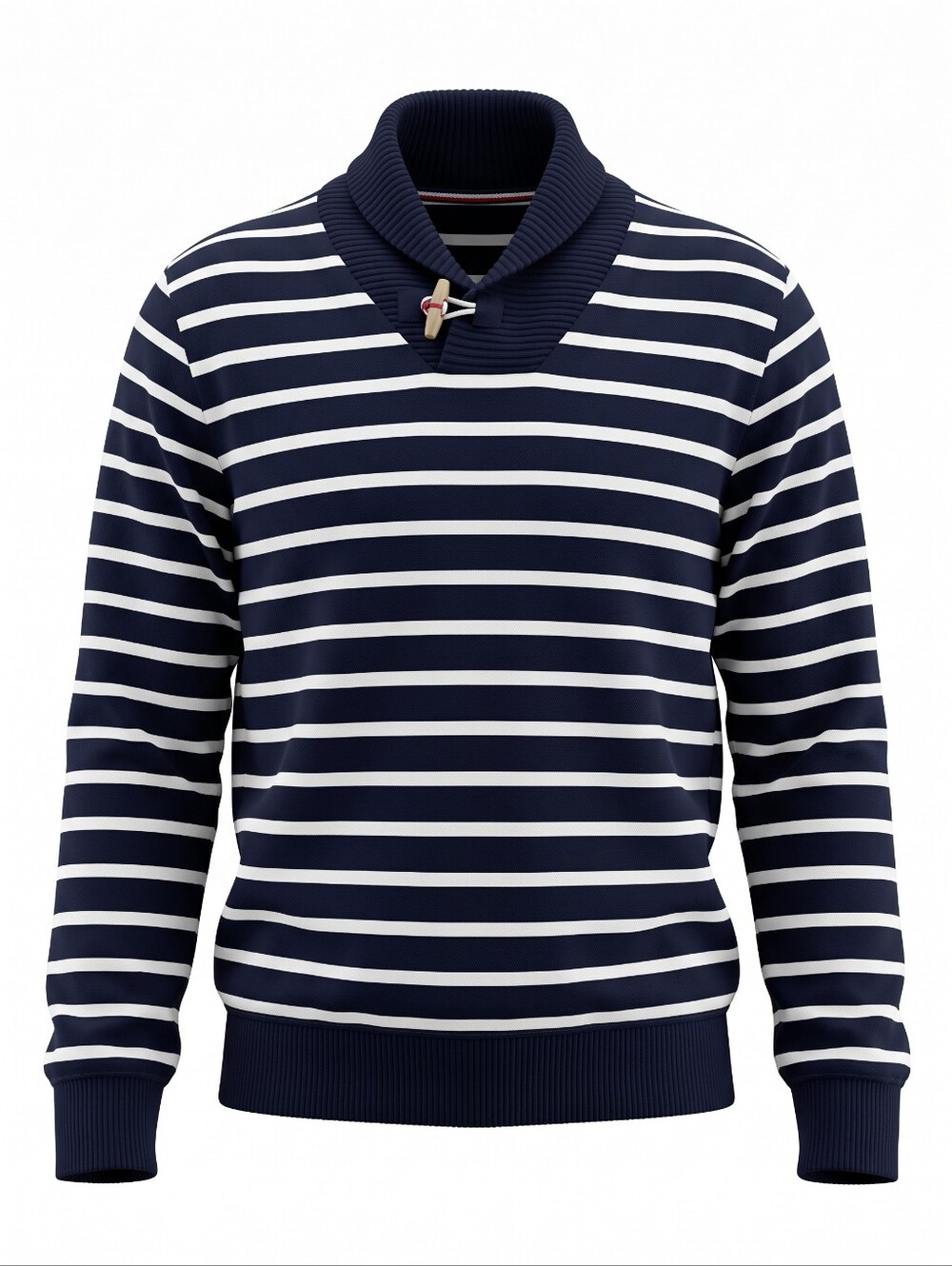 Zara Navy and White Striped Turtleneck Sweater